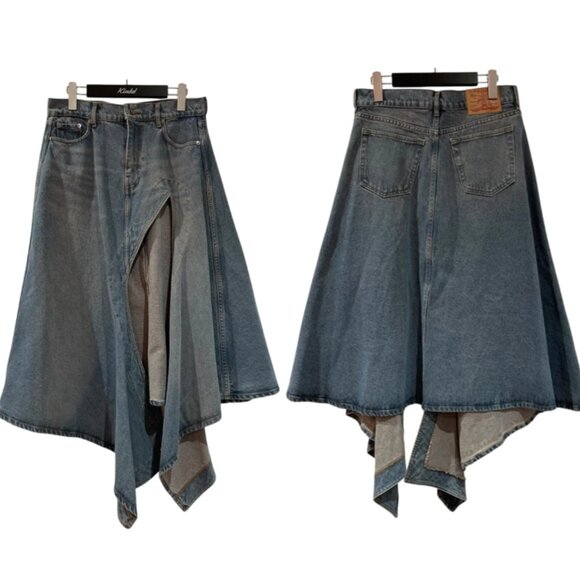 Y/PROJECT EVERGREEN CUT OUT ASYMMETRIC LOW RISE DENIM SKIRT SIZE SMALL PRELOVED - Picture 2 of 6